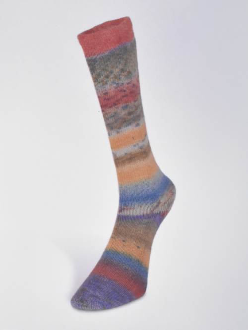 Laines du Nord Carnival Socks Orange, Khaki, Mustard, Turquoise 06