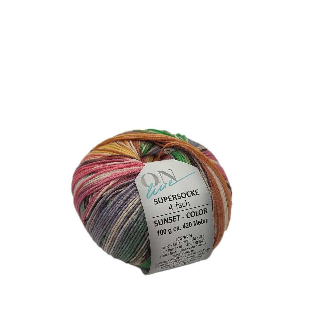 Online Supersocke Sunset Color 346  Or/Rd/Gr/Yel 2898 