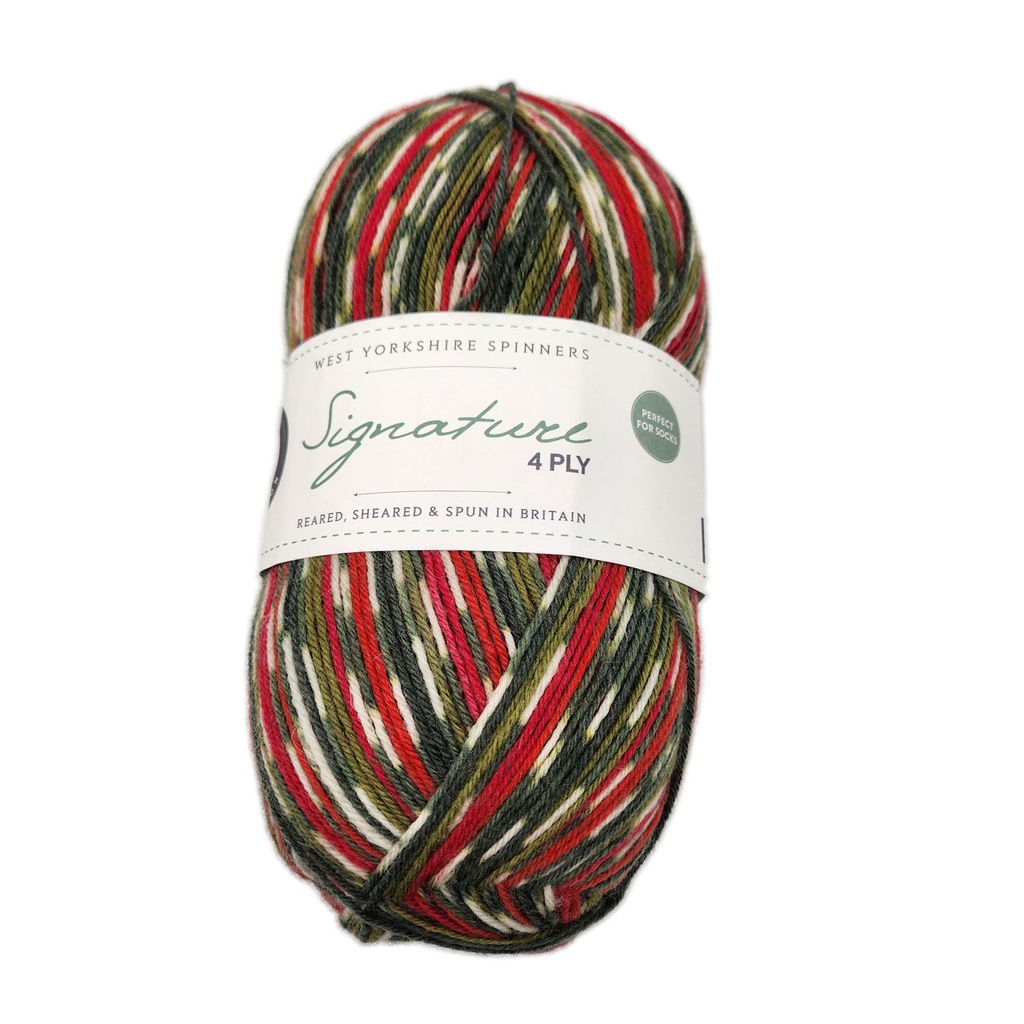 West Yorkshire Spinners Signature 4 Ply Christmas Collection Holly Berry 886