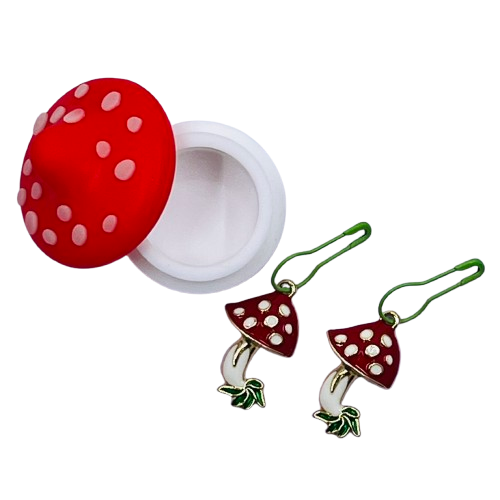 Progress Keeper Jar + 2 Stitch Markers - Mushroom Assorted Colors
