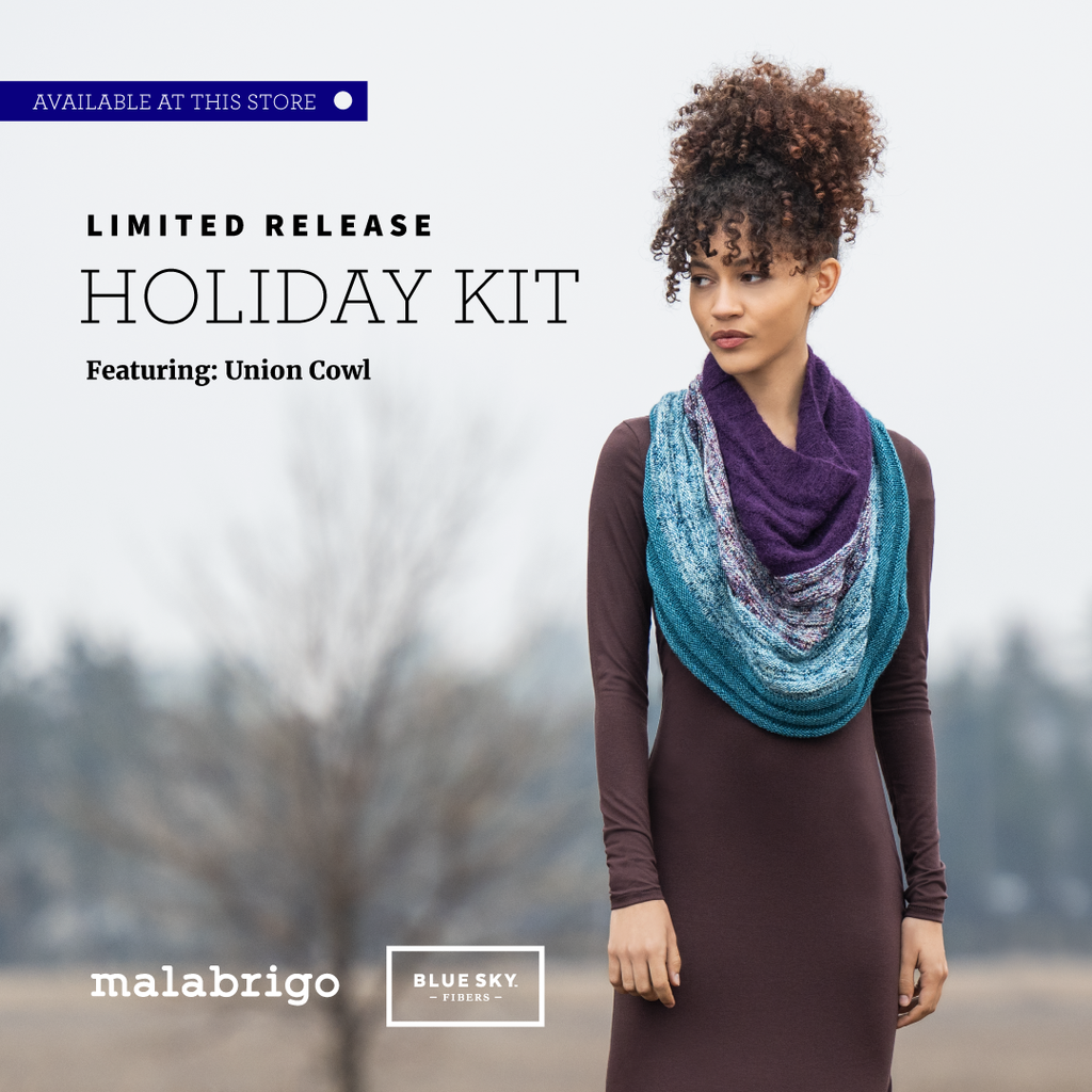 Malabrigo & Blue Sky Fibers Holiday Kit - Union Cowl featuring Caprino & Prairie