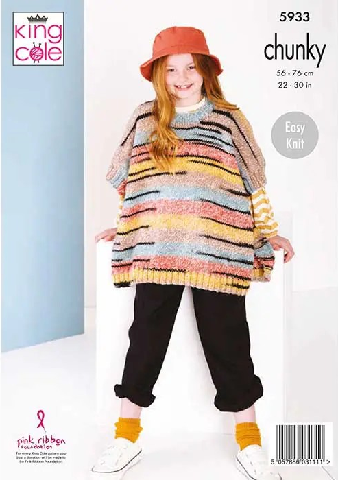 King Cole Ponchos Knitted in Safari Chunky 5933 (Knit)