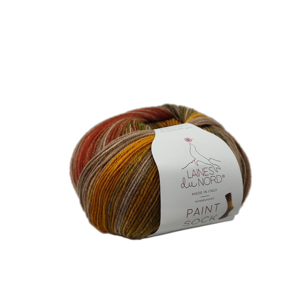 Laines du Nord Paint Sock 30 Brick/Olive/Ochre/Lime