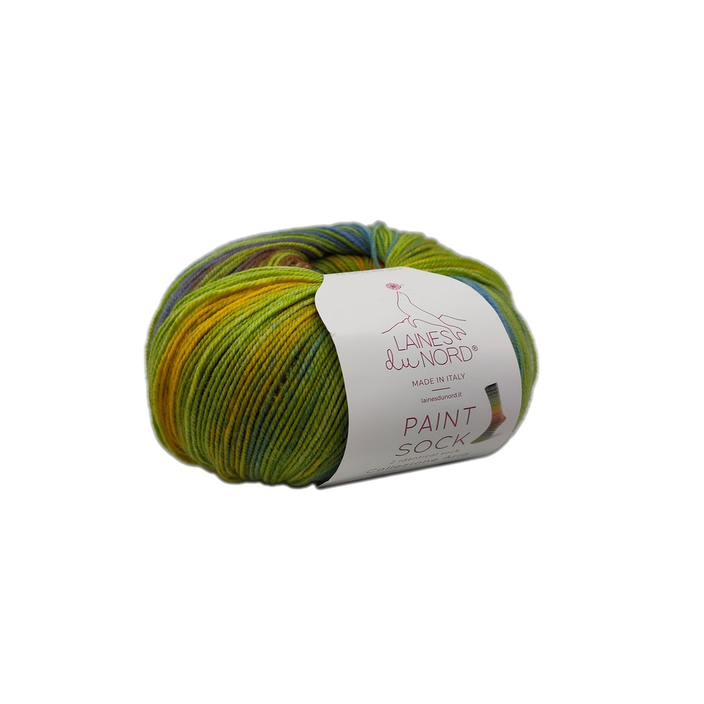 Laines du Nord Paint Sock 60 Denim/Yellow/Orange/Red/Celery