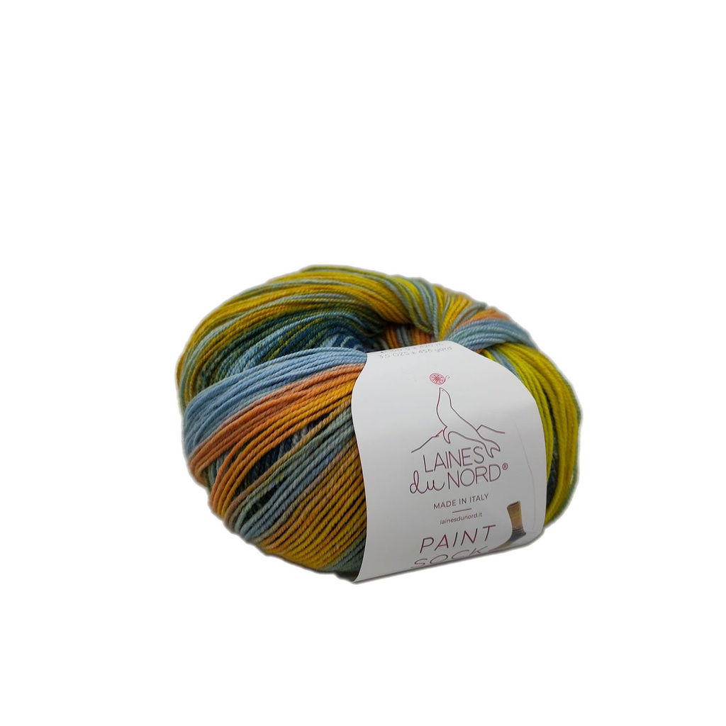 Laines du Nord Paint Sock 90 Yellow/Olive/Blue