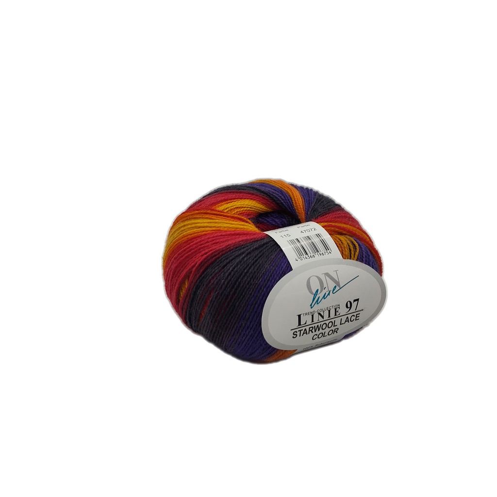 Linie 97 Starwool Lace Color 115 Orange, Blue, Red, Grey
