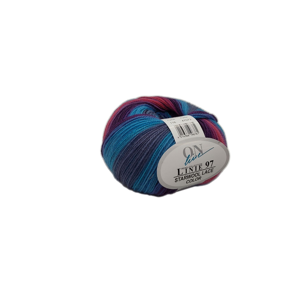 Linie 97 Starwool Lace Color 116 Sky, Red, Eggplant