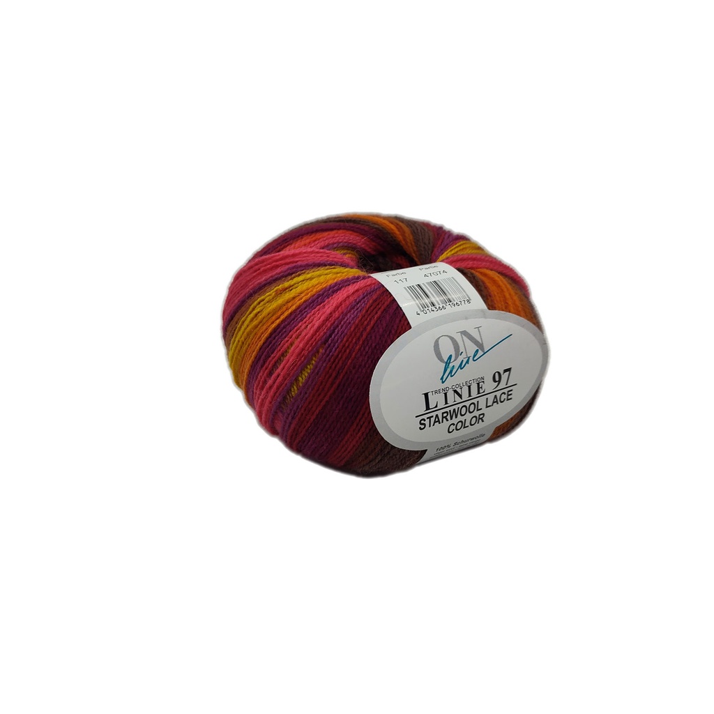 Linie 97 Starwool Lace Color 117 Marigold, Brown, Red