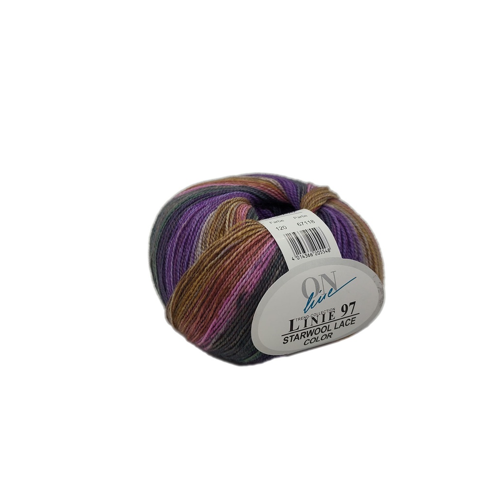 Linie 97 Starwool Lace Color 120 Purple, Olive, Green, Navy