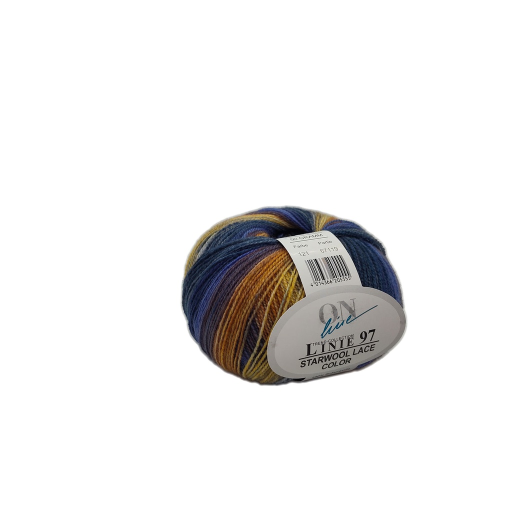 Linie 97 Starwool Lace Color 121 Navy, Toast, Yellow, White
