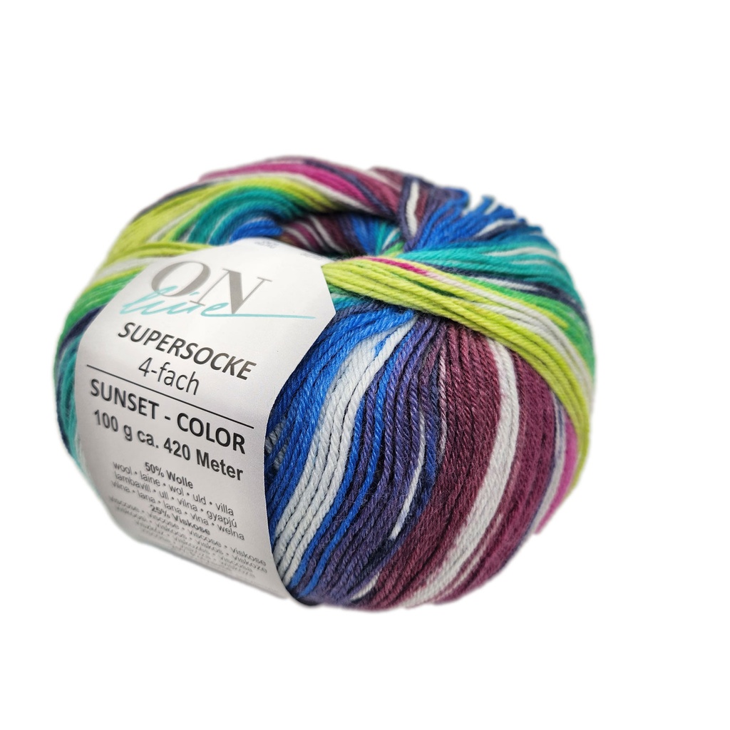 Online Supersocke Sunset Color 346  Bl/Gr/Pk/Pur/Rd 2897
