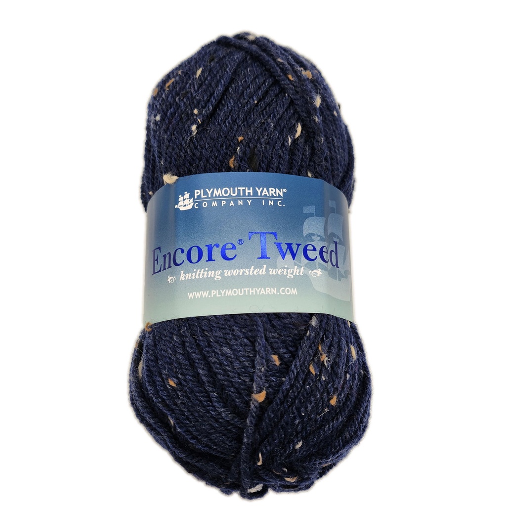 Plymouth Encore Worsted Tweed Navy 5854