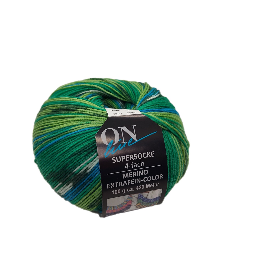 Online Supersocke 324 Merino Extrafein-Color green/blue 2746
