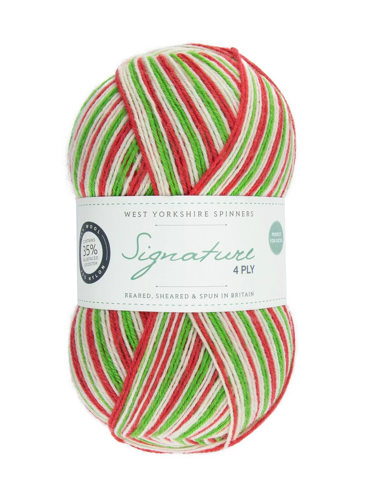 West Yorkshire Spinners Signature 4 Ply Christmas Collection Candy Cane 989