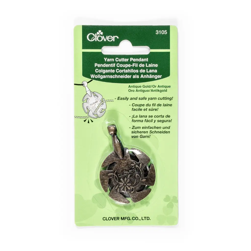 Clover Antique Gold Yarn Cutter Pendant 3105