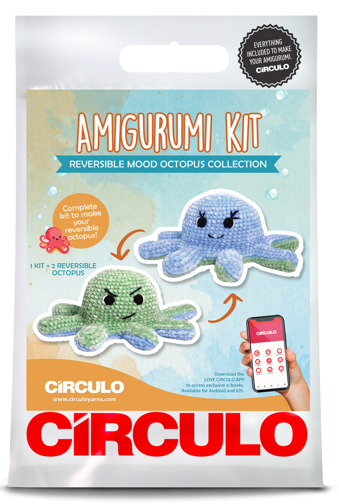 Circulo Amigurumi Kit Reversible Mood Octopus Blue & Green