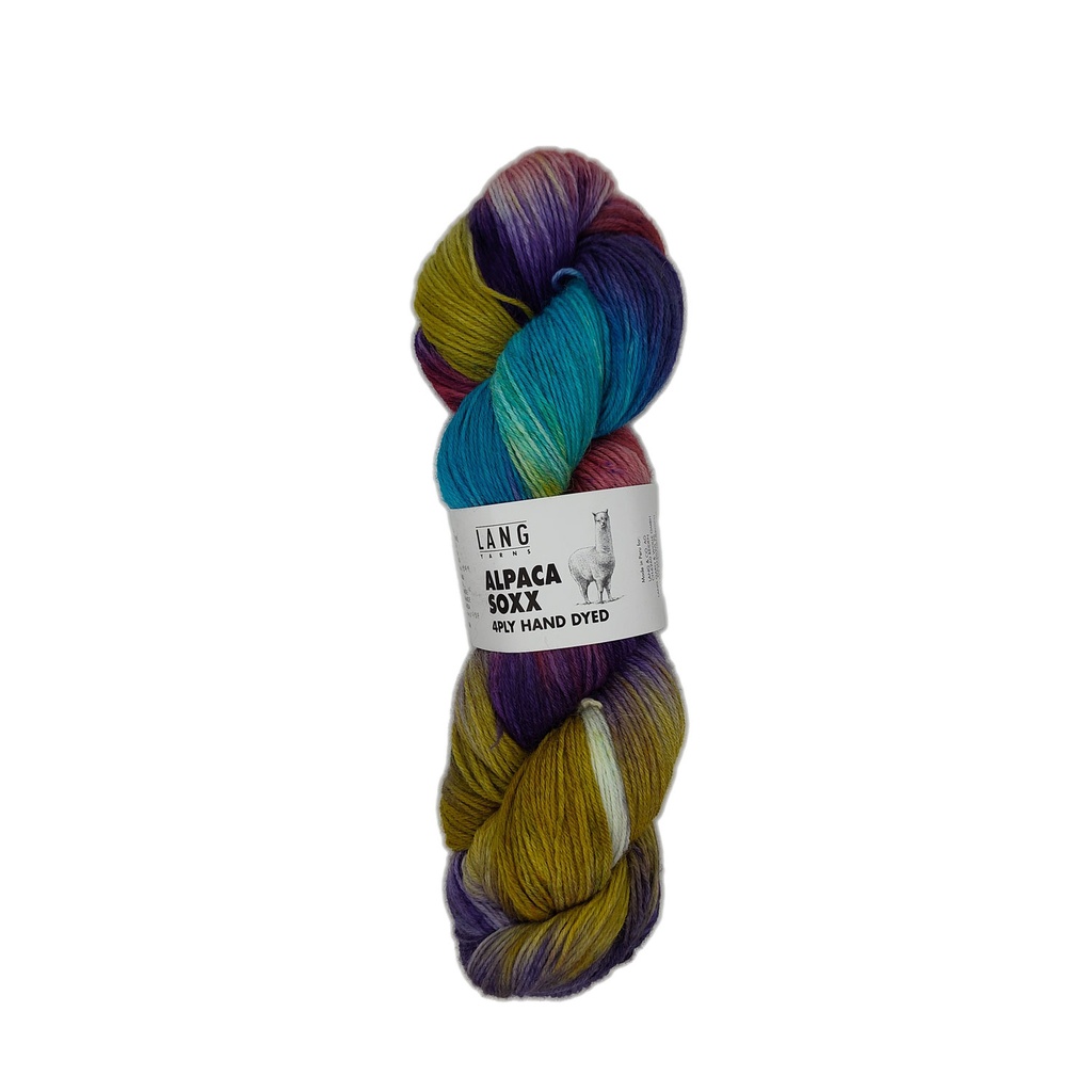 Lang Alpaca Soxx Hand Dyed Purple, Blue, Gold 04
