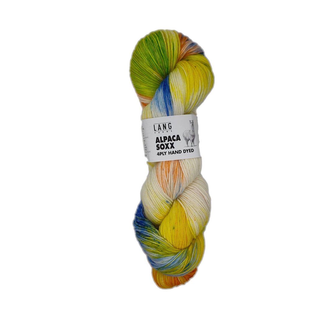 Lang Alpaca Soxx Hand Dyed Orange, Yellow, Blue, Cream 03