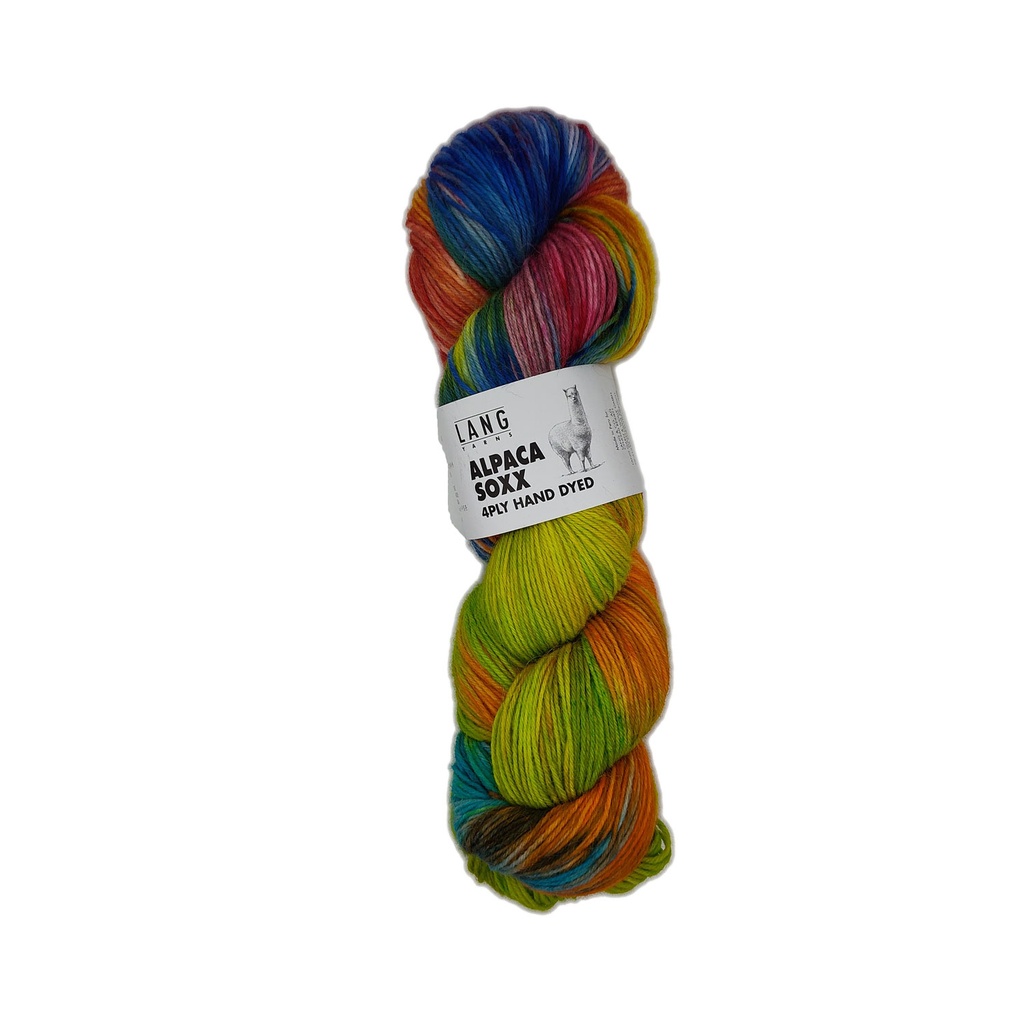 Lang Alpaca Soxx Hand Dyed Blue, Lime, Yellow, Fuchsia 02