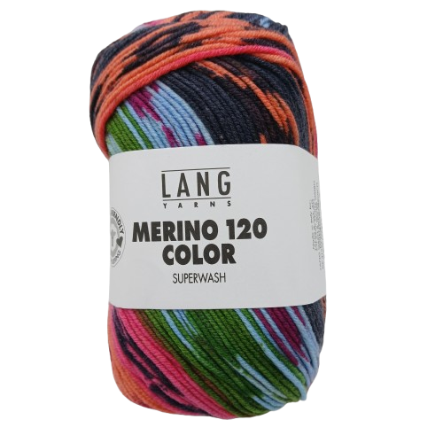 Lang Merino 120 Color Superwash Green, Pink, Coral, Blue, Black 03