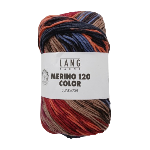 Lang Merino 120 Color Superwash Orange, Blue, Brown, Red 02