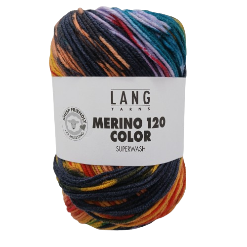 Lang Merino 120 Color Superwash Yellow, Orange, Green, Purple 04