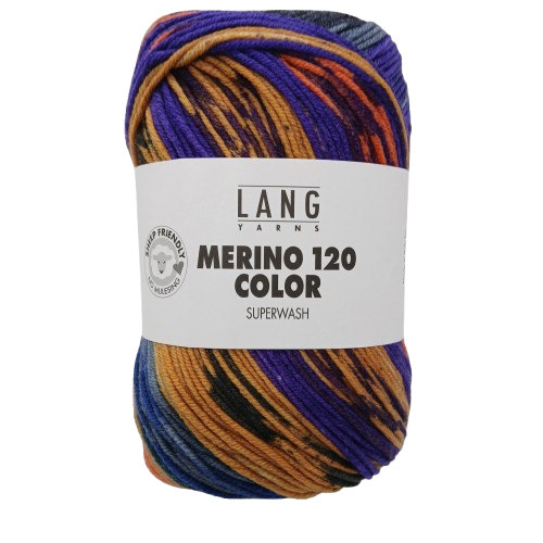 Lang Merino 120 Color Superwash Blue, Gold, Black, Orange 05