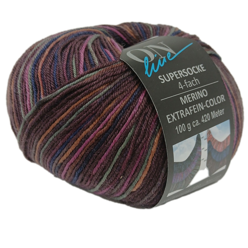 Online Supersocke Merino Extrafein-Color Plum 3204