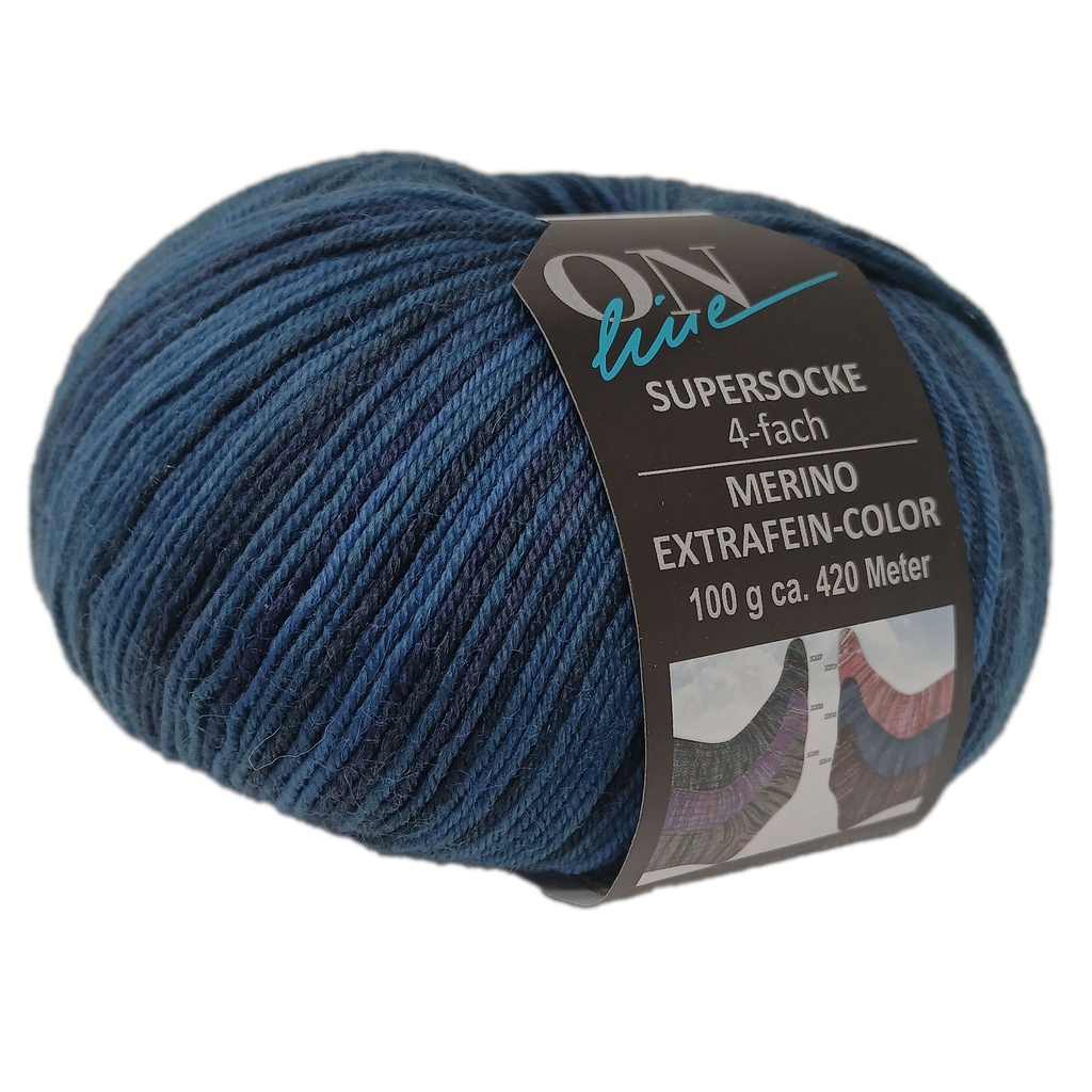 Online Supersocke Merino Extrafein-Color Blue 3206