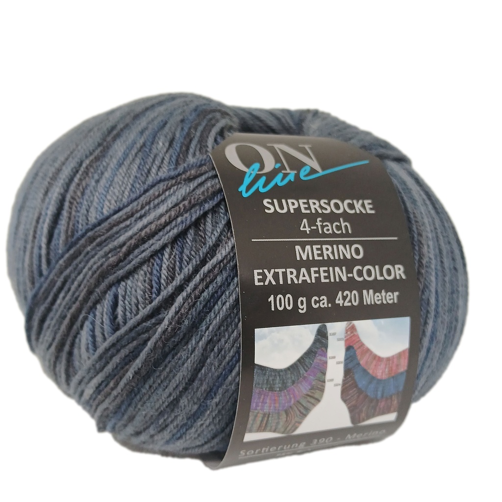 Online Supersocke Merino Extrafein-Color  Denim 3207