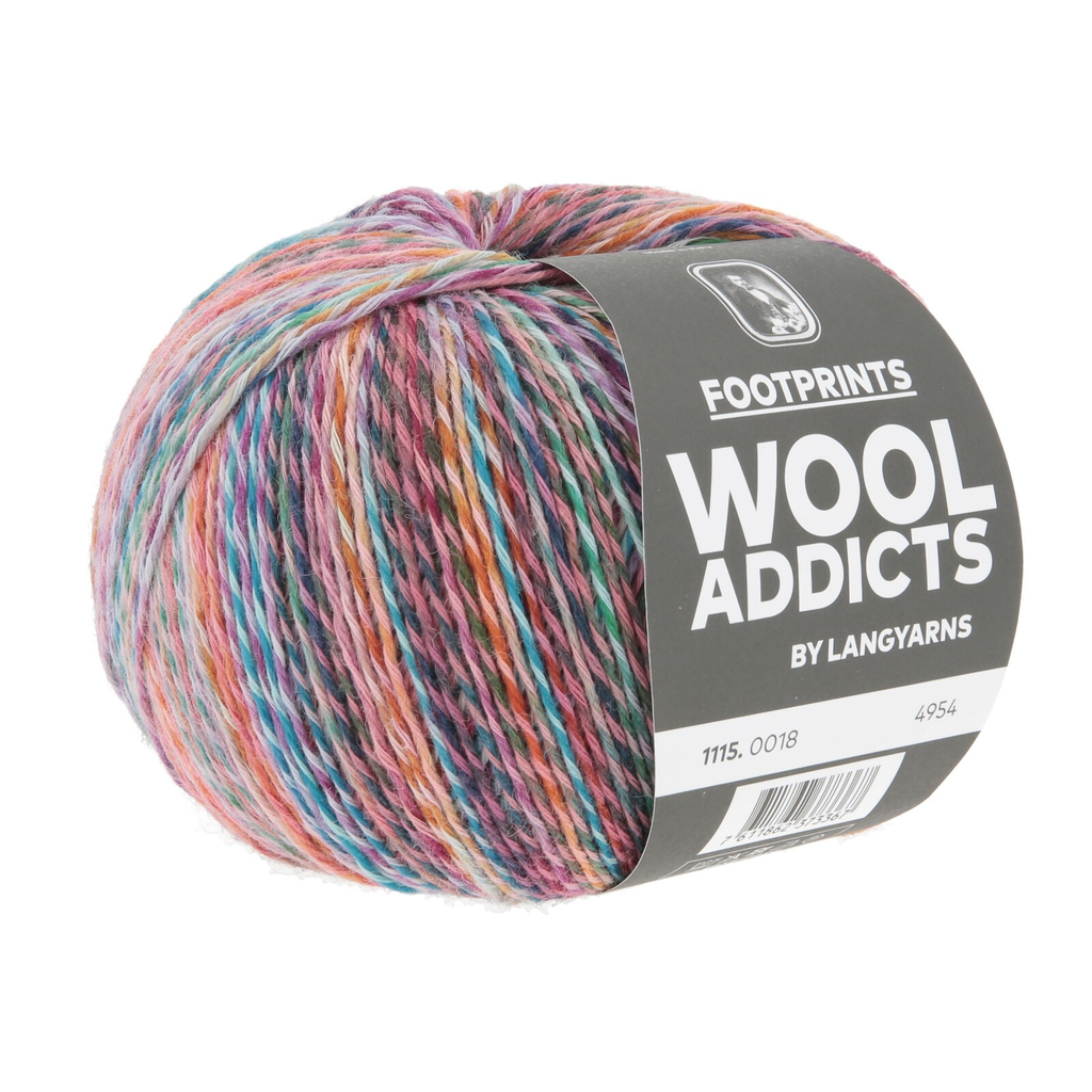Wool Addicts Footprints Coral, Blue, Orange, Aqua 18