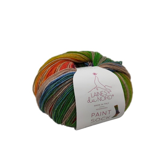 [PAI 0020] Laines du Nord Paint Sock 20 Green/Yel/Blue/Purp/Or/Red