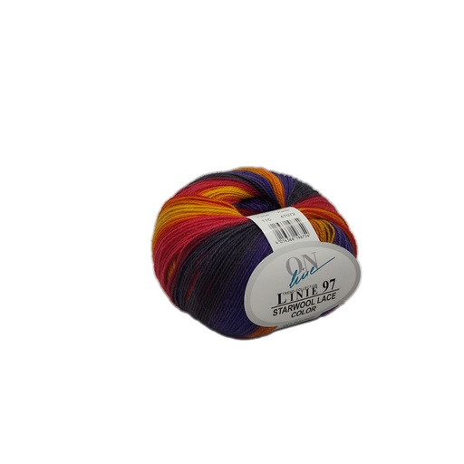 [STAR 0115] Linie 97 Starwool Lace Color 115 Orange, Blue, Red, Grey