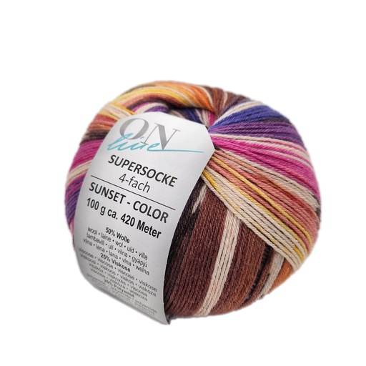 [SUP 2900] Online Supersocke Sunset Color 346  Br/Yel/Or/Bl/Pk 2900