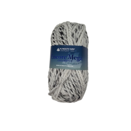 [ENC MC7153] Plymouth Encore Mega Colorspun White/Grey 7153