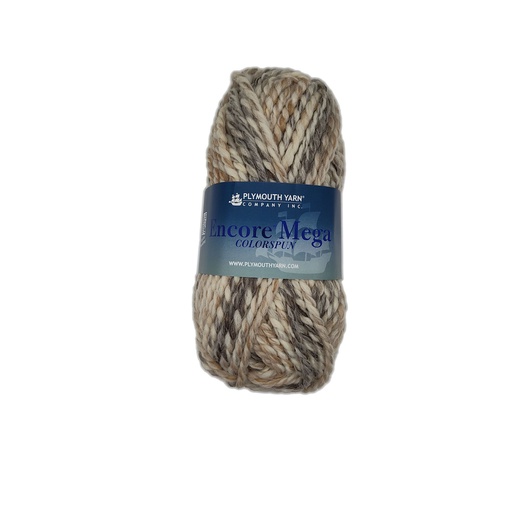 [ENC MC7154] Plymouth Encore Mega Colorspun White/Taupe 7154