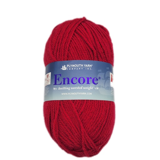 [ENC 0475] Plymouth Encore Worsted Stitch Red 475