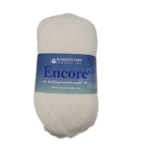 [ENC 0208] Plymouth Encore Worsted White 208