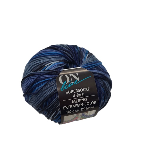 [SUP 2744] Online Supersocke 324 Merino Extrafein-Color dark blues 2744