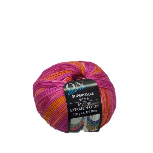 [SUP 2747] Online Supersocke 324 Merino Extrafein-Color pink/orange 2747