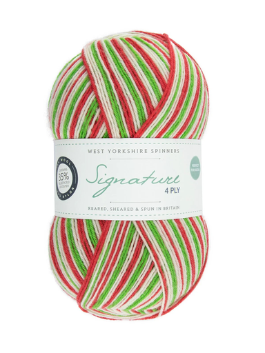[SIG 0989] West Yorkshire Spinners Signature 4 Ply Christmas Collection Candy Cane 989