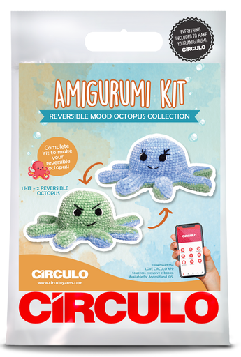 [BLUE OCTOPUS] Circulo Amigurumi Kit Reversible Mood Octopus Blue & Green