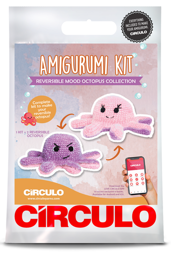 [PINK OCTOPUS] Circulo Amigurumi Kit Reversible Mood Octopus Pink & Purple