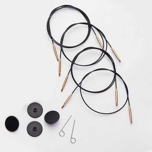 [KPSC20B] KnitPro Swivel Stainless Steel Cable for Interchangeable Tips 20" Black  (1 Cable)