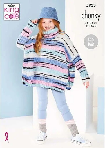 [BK 5933] King Cole Ponchos Knitted in Safari Chunky 5933 (Knit)