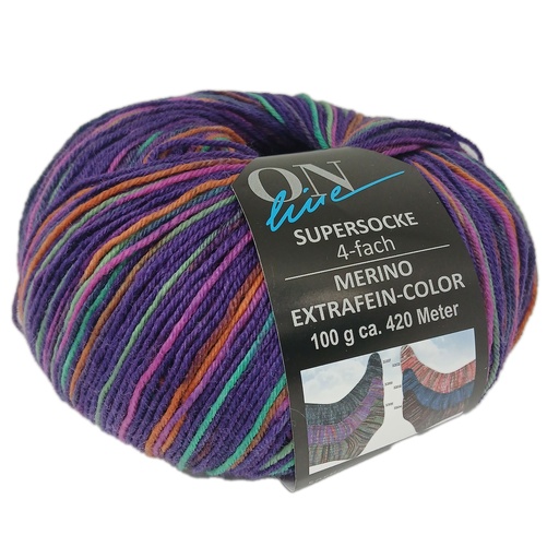 [SUP 3203] Online Supersocke Merino Extrafein-Color Purple 3203