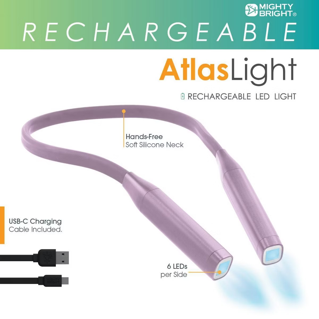 Atlas Rechargeable LED Neck Light Lavender | Knitcraft Inc.